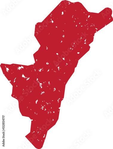 「宮崎」の地図の赤いスタンプ、ベクターイラスト素材