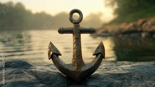 The anchor rested firmly on the rock, providing stability to the boat in the calm waters.