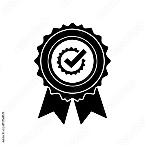 Award badge certification seal approval ribbon checkmark