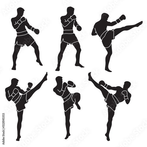 Silhouette Muay Thai, vector illustration

