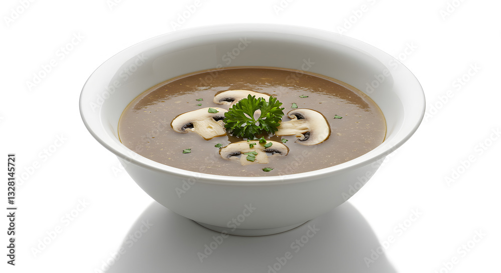 Creamy Mushroom Soup, Gourmet Soup in Bowl, Delicious Healthy Lunch, Generative AI image Creamy Mushroom Soup, Gourmet Soup in Bowl, Delicious Healthy Lunch, Generative AI image