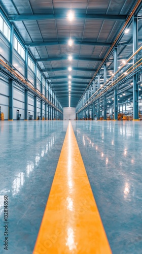 Explosionproof light fixtures illuminate chemical plant work areas safely wide shot realistic industrial environment