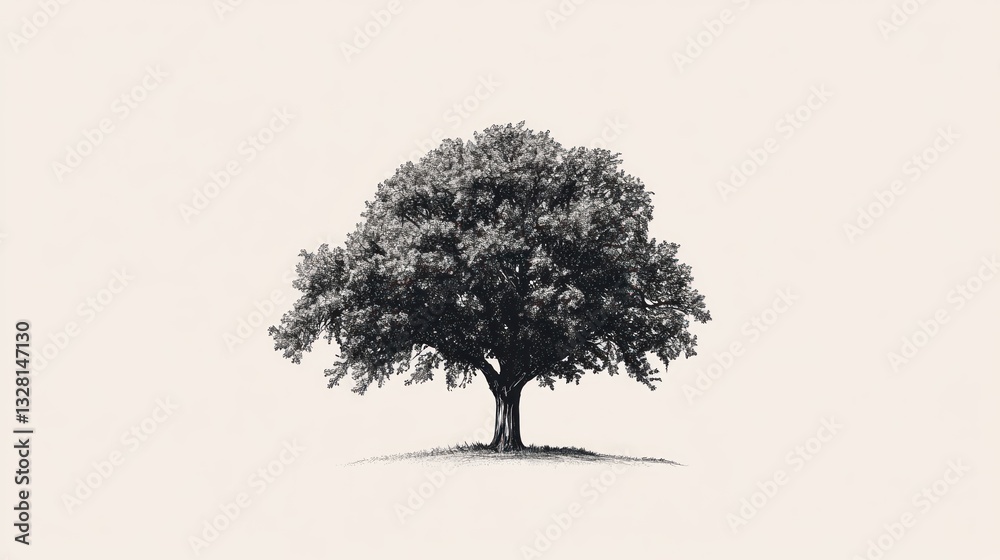 Fototapeta premium Isolated drawing of a tree on a plain background. Suitable for nature, art, and minimalist designs