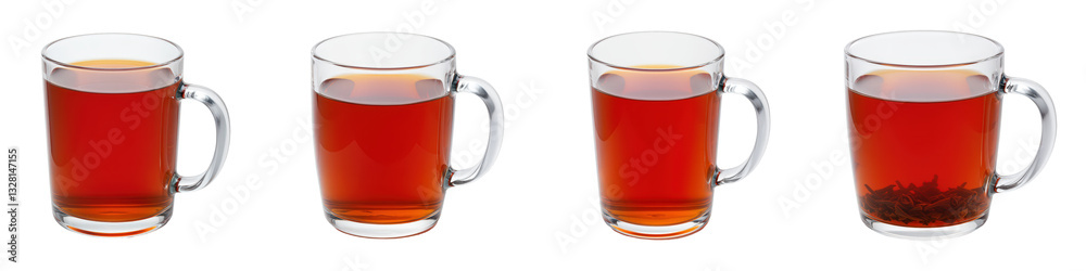 Set of Glass Mug with Reddish-Brown Tea Set of Glass Mug with Reddish-Brown Tea