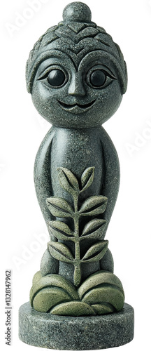 Charming Stone Statue with Leaf Design: Unique Handcrafted Figurine for Home Decor, Meditation Spaces, and Garden Ornaments – Intricate Zen Art Sculpture