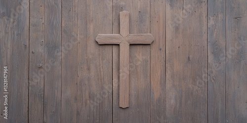 Religious Institute Faith Concepts. Wooden cross on a rustic wooden background.
