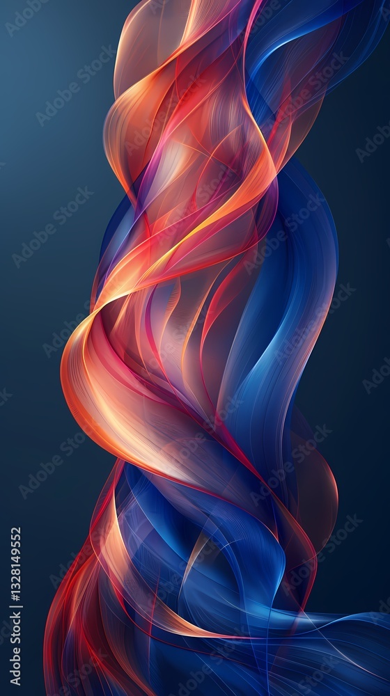 Naklejka premium Digital technology red and blue wave illustration poster background