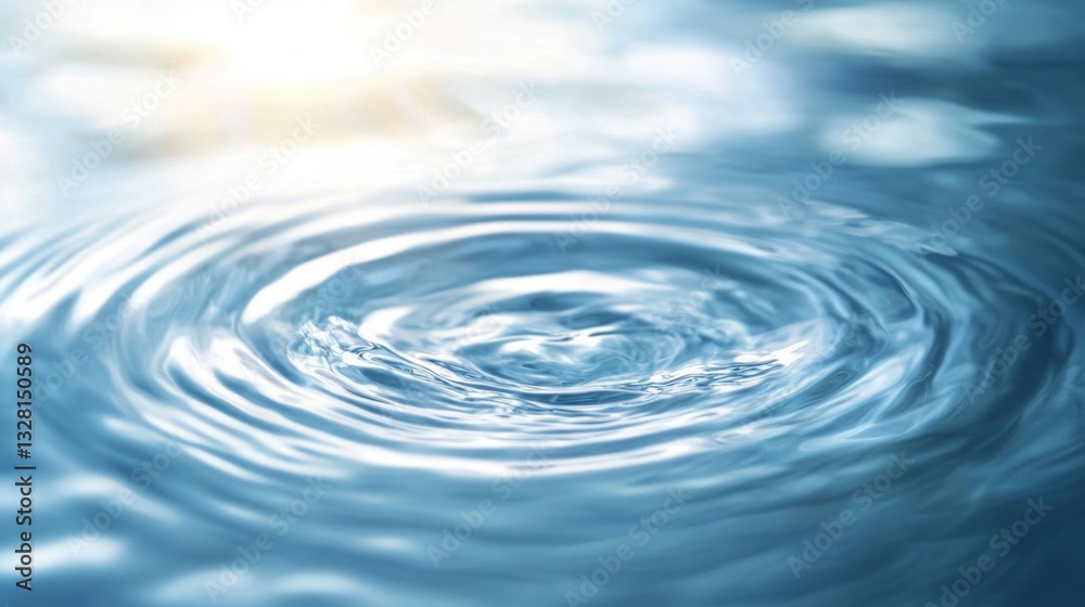 Serene water ripple in sunlight for tranquil meditation and relaxation themes