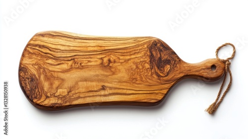 Rustic wooden cutting board with rope handle for kitchen design and culinary display