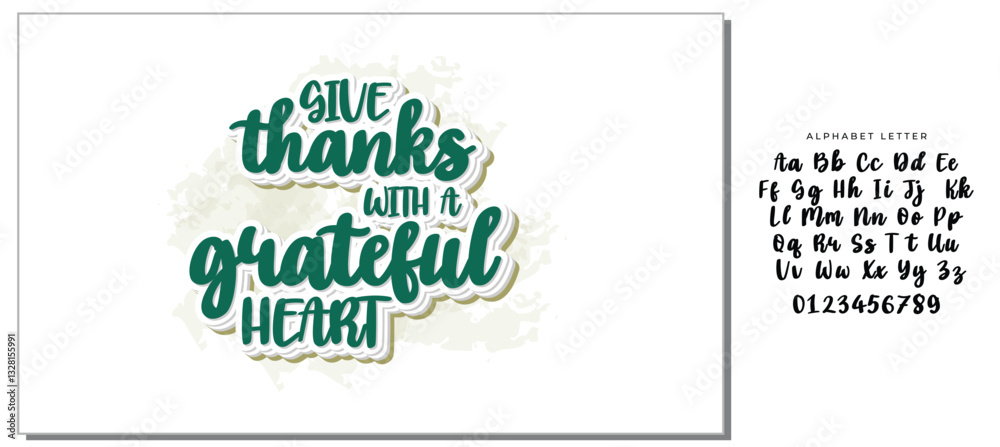 Give thanks with a grateful heart.Inspirational quote.Hand drawn illustration with hand lettering. Give thanks with a grateful heart.Inspirational quote.Hand drawn illustration with hand lettering.