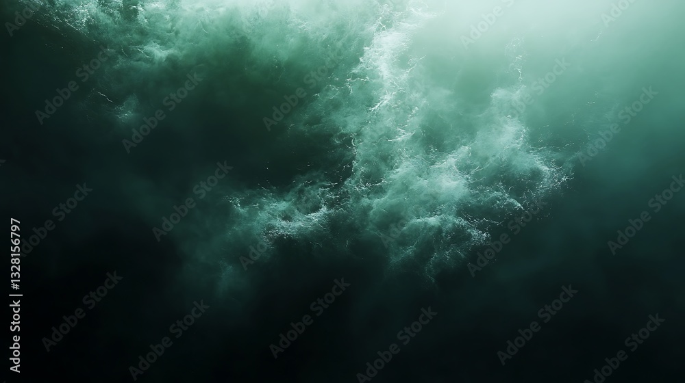 Fototapeta premium Stunning Green Space Galaxy Background With Sparkling Stars, green on dark waves and particles abstract background 3d illustration