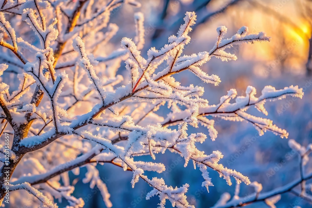 Minimalist Winter Frost: Snow Covered Branches, Frosty Tree, Winter Wonderland Minimalist Winter Frost: Snow Covered Branches, Frosty Tree, Winter Wonderland