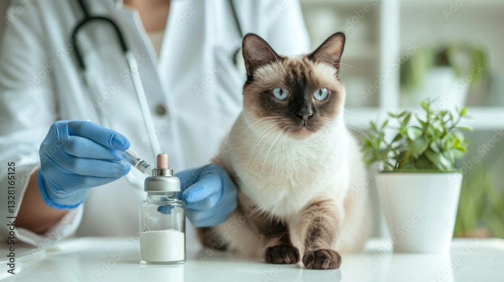 A veterinarian demonstrating how to administer medication to a cat. A veterinarian demonstrating how to administer medication to a cat.