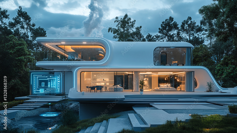 custom made wallpaper toronto digitalA futuristic home features advanced smoke detection technology seamlessly integrated into the smart home system.