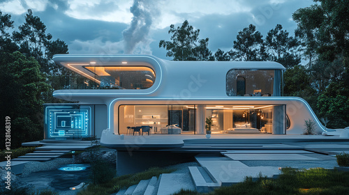 Wallpaper Mural A futuristic home features advanced smoke detection technology seamlessly integrated into the smart home system. Torontodigital.ca