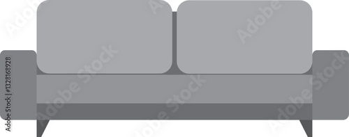 Grey Sofa Furniture Flat Design Illustration for home interior, living room.