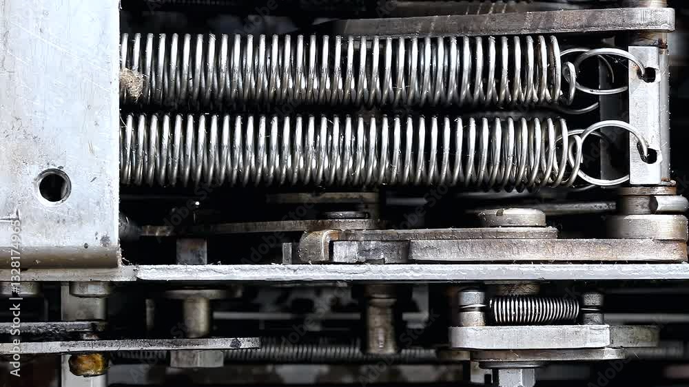 Gray Springs In A Mechanical System In Operation