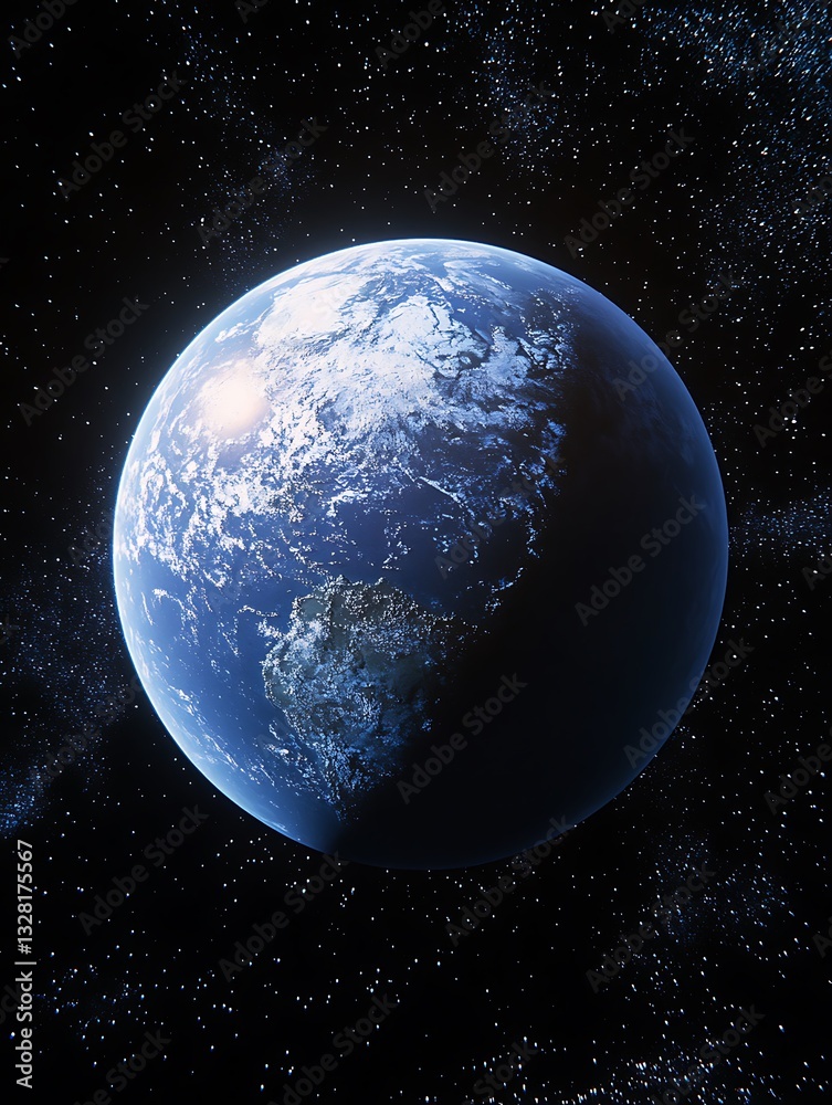 Obraz premium Stunning Globe View of Earth from Space with Starry Background