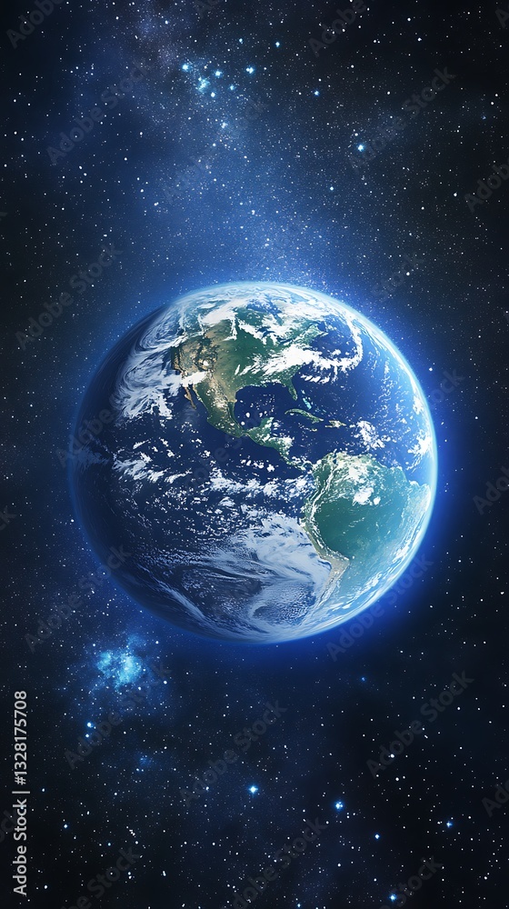 Obraz premium Stunning Globe View of Earth from Space with Starry Background