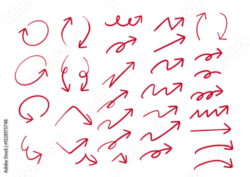 Illustration variation of arrows. Simple illustrations. Pop hand-drawn arrows. Vectors.
