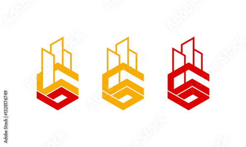 premium logo business initials CB building