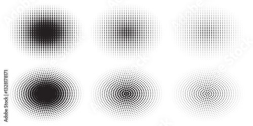 Halftone gradient. Dotted gradient, smooth dot spray and seamless halftone dot background