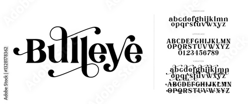 Bulleye Elegant Font Uppercase Lowercase And Number. Classic Lettering Minimal Fashion Designs. Typography modern serif fonts regular decorative vintage concept. vector illustration photo