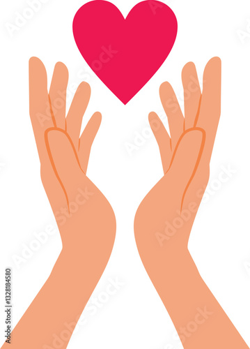 Obraz na płótnie Hands Holding a Heart Showing Empathy and Love Concept Illustration