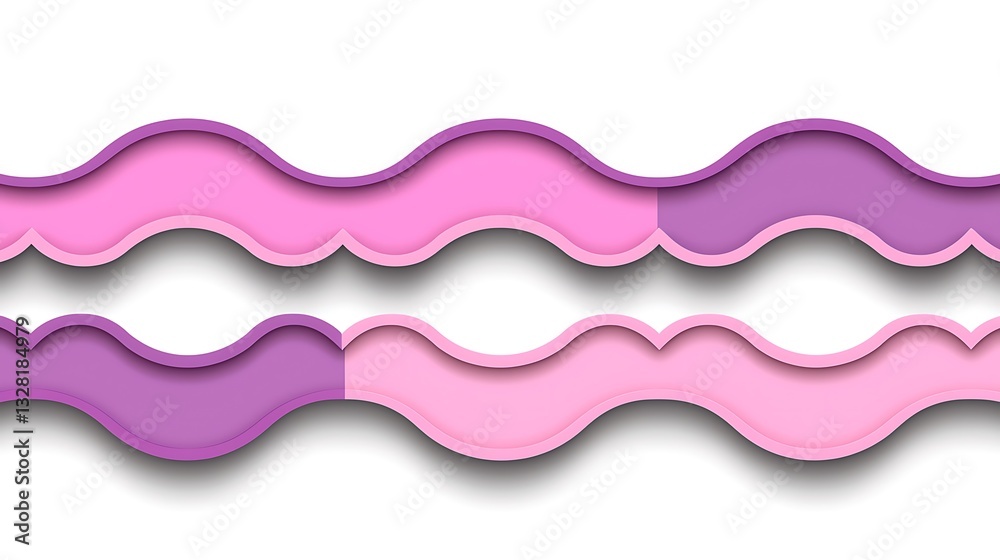 Abstract pink and purple wavy paper cut design on white background, for decoration or pattern Abstract pink and purple wavy paper cut design on white background, for decoration or pattern