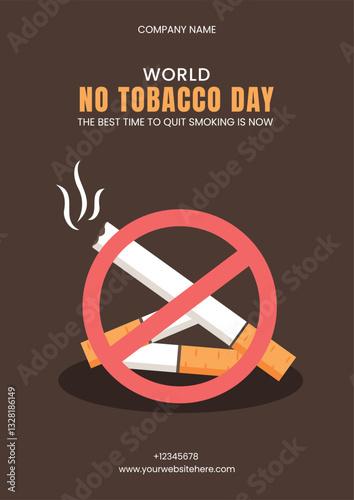 World No Tobacco Day Promotional Social Media Flyer Illustration in Flat Cartoon Style