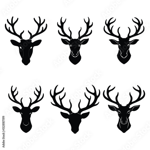deer head silhouette vector illustration bundle