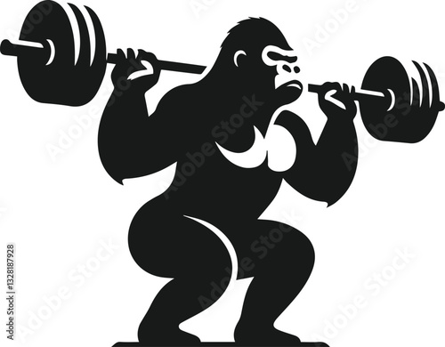 gorilla lifting weights vector animal silhouette