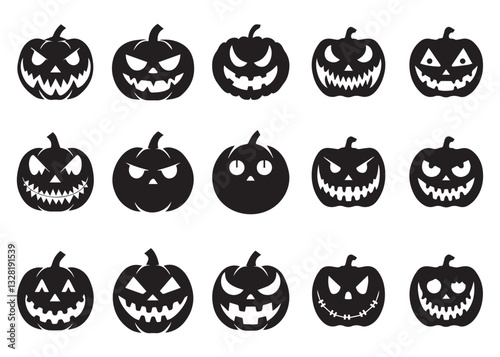 Halloween pumpkin silhouette vector bundle