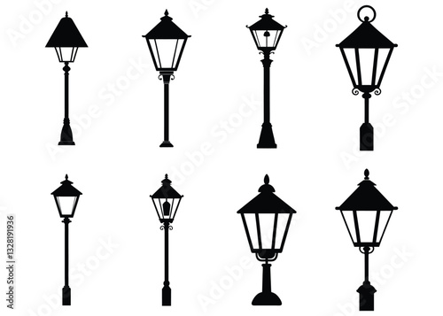 street lamp vector illustration bundle