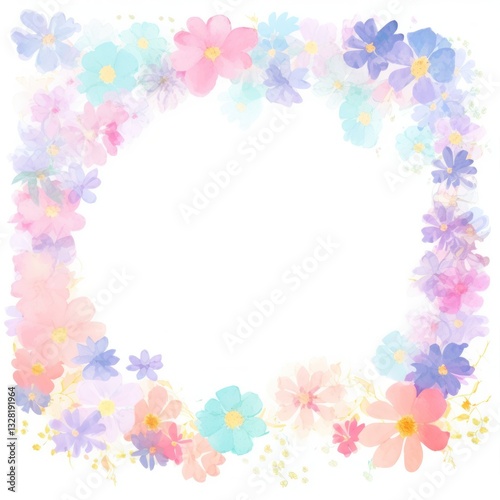 Flowers illustration colorful border.