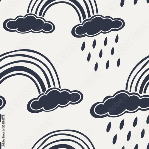 This mesmerizing watercolor pattern offers a unique and evocative interpretation of weather phenomena. Abstract cloud formations and rain streaks create a sophisticated and visually stimulating desig