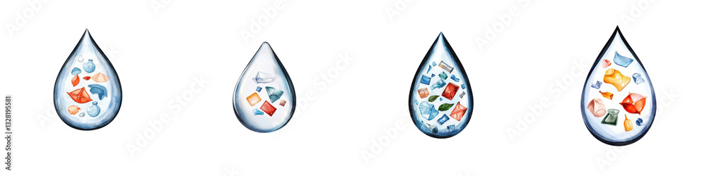 Obraz premium Conceptual Representation of Environmental Pollution in Water Drops