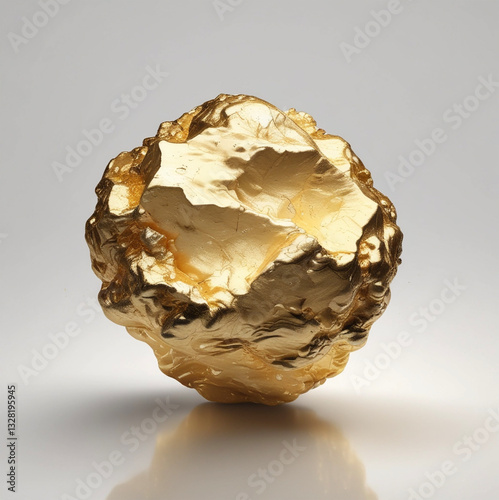 AI generated gold nugget standing on a neutral background