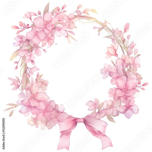 Coquette frame watercolor blossom flowers.