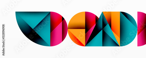 Abstract geometric pattern with intersecting circles and triangles in gradients. The high-contrast composition creates depth and a dynamic, modern aesthetic