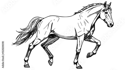 mustang horse black and white vector design