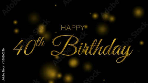 happy 40th birthday gold text, great for celebration invitations, greeting cards, party decorations, and milestone birthday themes.