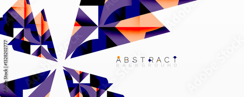 Abstract geometric composition with interlocking circular and angular shapes, featuring smooth gradients and sharp contrasts on a white background