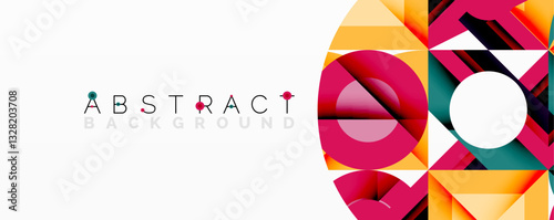 Abstract geometric artwork with interwoven angular and curved shapes, dynamic composition with smooth gradients and bold contrasts