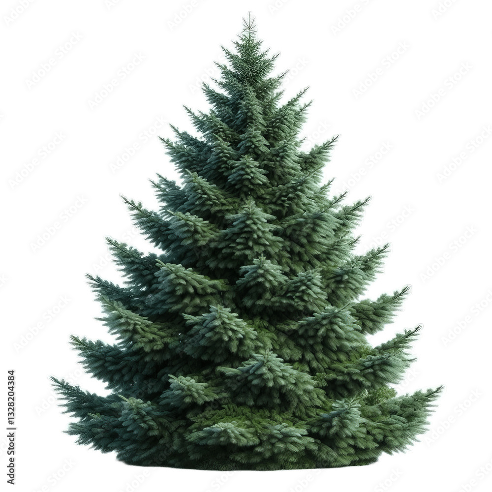 Fototapeta premium A green pine tree isolated on a transparent background, png