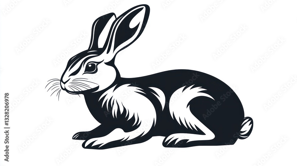 Obraz premium Vintage black and white illustration of a rabbit