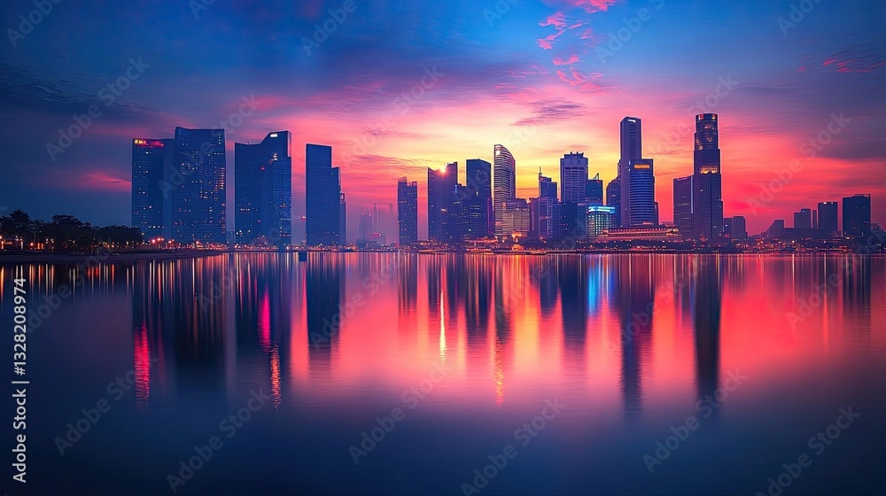 Fototapeta premium Cityscape Wallpapers Enjoy Breathtaking Views of Vibrant Cityscapes with Stunning Urban Wallpapers, Featuring Skylines, Busy Streets, Iconic Landmarks from Around the World