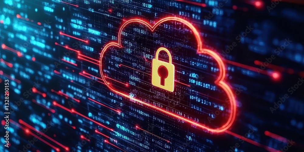 Cybersecurity network forensics concepts, Digital cloud with a lock, symbolizing data security and privacy in technology. Cybersecurity network forensics concepts, Digital cloud with a lock, symbolizing data security and privacy in technology.