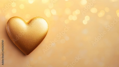 Golden Heart Shines Bright on Soft Bokeh Background of Elegance