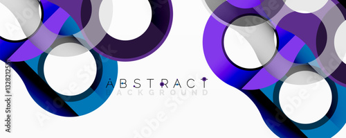 Abstract geometric pattern with interlocking circular and tubular shapes featuring smooth gradients, sharp contrasts, and dynamic layering